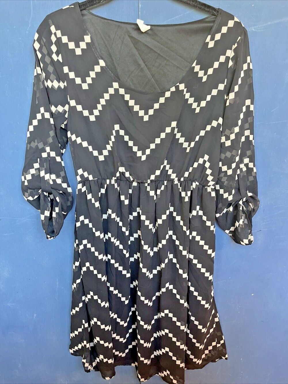 Dress Womens Size Small Black Diagonal Print Cocktail Party Flirty Summer